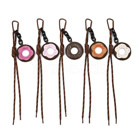 5Pcs Donut PU Leather & Polyester Rope Pendant Decorations HJEW-JM04427-1