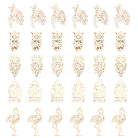30Pcs 5 Style Brass Pendants KKC-CA0001-10-1