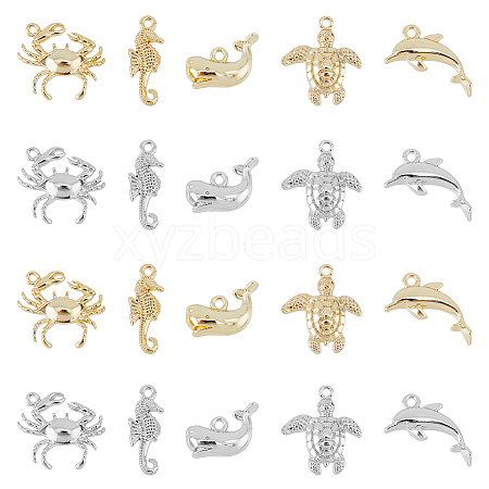 SUPERFINDINGS 20Pcs 10 Style Rack Plating Alloy Charms FIND-FH0007-48-1