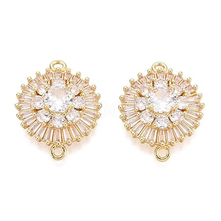 Brass Pave Clear Cubic Zirconia Connector Charms KK-N284-21G-1