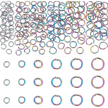 180Pcs 6 Styles 304 Stainless Steel Open Jump Rings STAS-UN0039-10-1