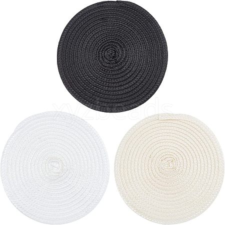 CHGCRAFT 3Pcs 3 Colors Polyester Imitation Straw Round Hat Base for Millinery AJEW-CA0002-79-1