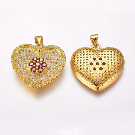 Brass Micro Pave Cubic Zirconia Pendants ZIRC-G091-44G-1