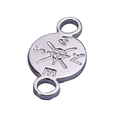 304 Stainless Steel Compass Connector Charms PW-WG38543-01-1