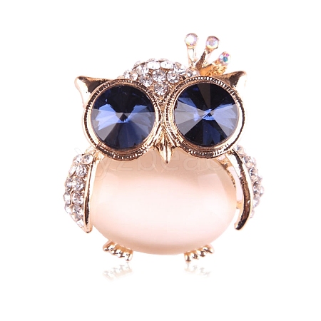 Big Eye Owl Animal Alloy Cat Eye Brooch PW-WG1C447-02-1