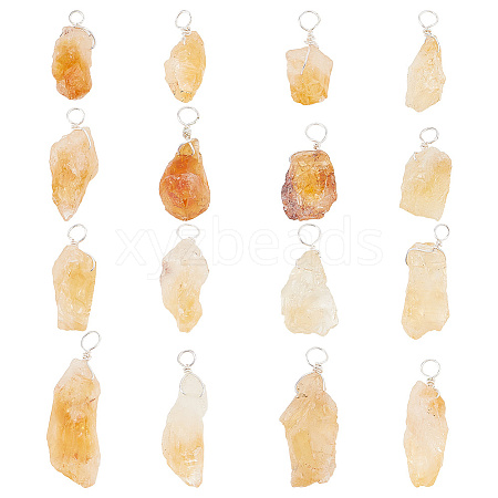 FINGERINSPIRE 16Pcs Rough Raw Natural Citrine Pendants G-FG0001-08-1