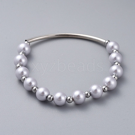 Glass Pearl Beads Stretch Bracelets BJEW-JB04758-02-1