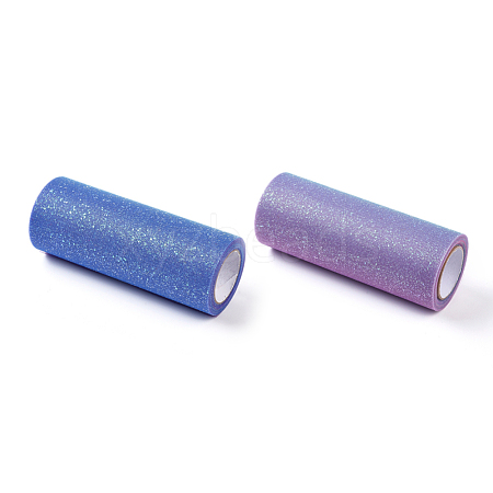 Rainbow Glitter Netting Fabric Sparkling Tulle Roll OCOR-WH0032-48-1