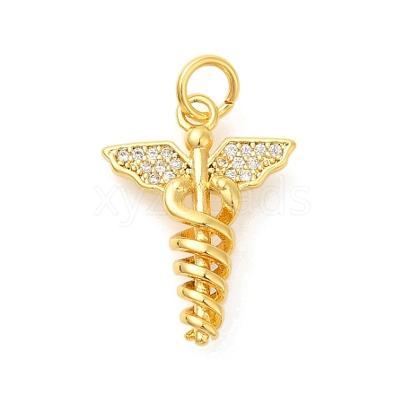 Rack Plating Brass Micro Pave Cubic Zirconia Pendants KK-S396-44G-1