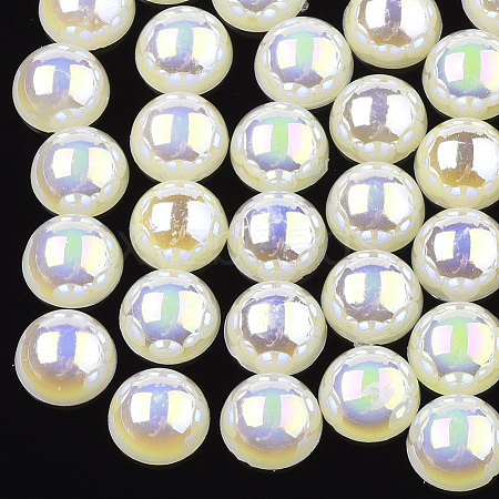 ABS Plastic Imitation Pearl Cabochons OACR-S025-8mm-12-1