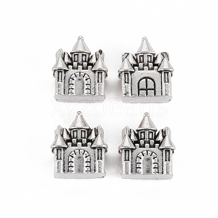 Tibetan Style Alloy European Beads Rhinestone Settings TIBEB-N007-032-1