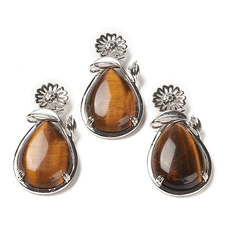 Natural Tiger Eye Pendants G-A031-02P-07-1