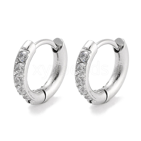 304 Stainless Steel Micro Pave Clear Cubic Zirconia Huggie Hoop Earrings EJEW-C096-01C-P-1