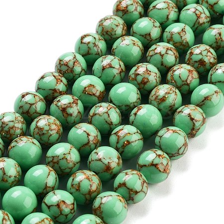 Synthetic Gold Line Turquoise Beads Strands G-H026-01D-03-1