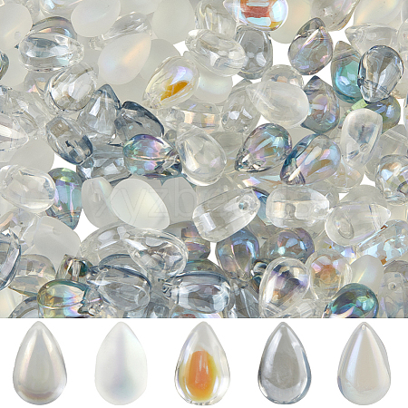 150Pcs 5 Colors Transparent Spray Painted Glass Charms GLAA-SC0002-16A-1