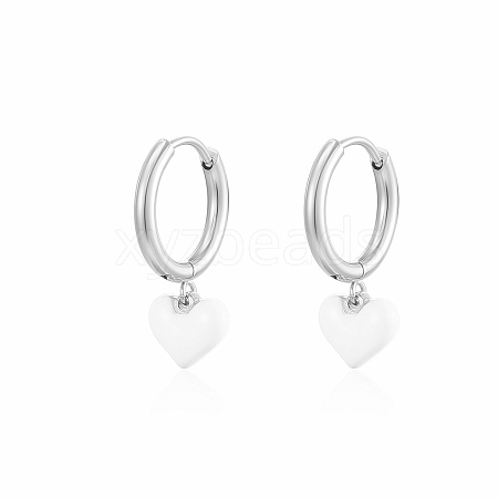 Non-Tarnish Stainless Steel Heart Hoop Earrings for Women VW3675-2-1