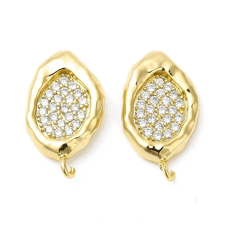 Brass Micro Pave Cubic Zirconia Stud Earring Findings KK-H440-03G-1