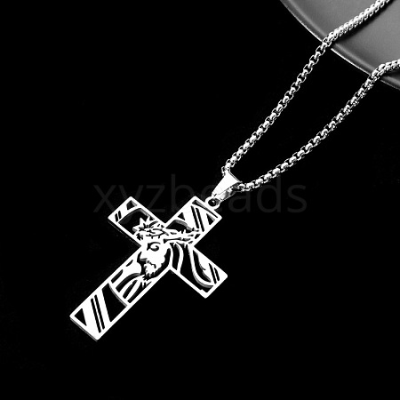 Stainless Steel Hollow Cross Pendant Necklaces ZL9488-2-1