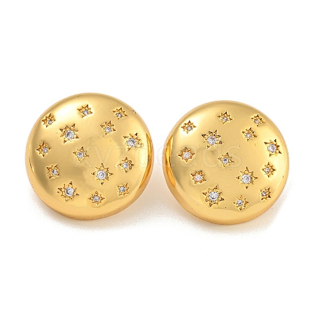 Brass Micro Pave Clear Cubic Zirconia Stud Earrings EJEW-L295-002B-G-1