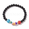 Frosted Round Natural Mixed Gemstone Stretch Bracelets for Women Men BJEW-JB10979-3