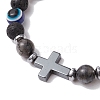 Natural Lava Rock Braided Bead Bracelets for Women Men BJEW-JB11138-01-3