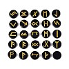 Brass Elder Futhark Alphabet Engraved Symbol Flat Round Natural Obsidian Rune Stones G-I373-01H-1