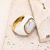 Oval 304 Stainless Steel with Natural Howlite Finger Rings FS-WGC5475-11-2