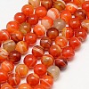 Round Dyed Natural Striped Agate/Banded Agate Beads Strands X-G-G582-12mm-01-1