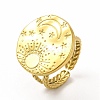 Ion Plating(IP) 304 Stainless Steel Sun & Moon Planet Open Cuff Ring for Women RJEW-B027-20G-1