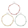 3Pcs 3 Style Fruit Polymer Clay & Glass Seed & Acrylic Pearl Beaded Necklaces Set NJEW-JN04582-1