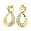 Teardrop Brass Clear Cubic Zirconia Dangle Stud Earrings EJEW-Q390-05G-1