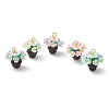Resin Glass Seed Beaded Flower Pendants PALLOY-MZ01106-1