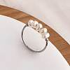 304 Stainless Steel with Natural Baroque Pearl Rondelle Beaded Finger Rings FS-WG39983-04-1
