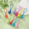 Polyester Cord Knitted Ball Wood Pendant Decoration HJEW-JM01034-2