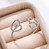 Heart 304 Stainless Steel Open Cuff Rings for Women RJEW-F174-07P-4