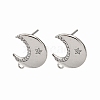 Brass Micro Pave Clear Cubic Zirconia Stud Earring Findings LS-KK-G530-03P-1