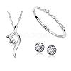 Rhinestone Twist Pendant Necklace & Diamond Bangle & Stud Earrings JEW101C-1
