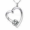 Heart Real Platinum Plated Brass Cubic Zirconia Pendants ZIRC-R014-01-1