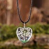 Heart Glass with Dried Flower Tree Inner Pendant Black Waxed Cord Necklaces FS-WG87A6D-06-1