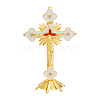 Religion Alloy Enamel Crucifix Cross Statue Display Decorations DJEW-WH0043-105C-1