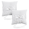 Square Polyester with Plastic Pearl Flower Wedding Finger Ring Display Pillow RDIS-WH0016-24B-1