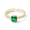 Green Cubic Zirconia Rectangle Cuff Ring KK-D067-29G-RS-2