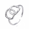 Non-Tarnish 304 Stainless Steel Interlocking Oval Open Cuff Ring RJEW-T023-79P-3