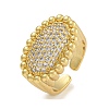 Oval Brass Micro Pave Cubic Zirconia Cuff Rings RJEW-P127-10G-1