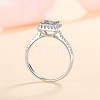 Square Rhodium Plated 925 Sterling Silver Pave 5.5mm Cubic Zirconia Finger Rings for Women WG02E28-16-2