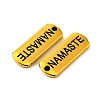 Tibetan Style Alloy Rectangle with Word Namaste Pendants TIBEP-Q043-067AG-RS-2