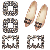 WADORN 4Pcs 2 Styles Square/Rectangle Alloy Rhinestone Detachable Shoe Buckle Clips AJEW-WR0002-31B-1