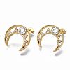 Brass Micro Pave Clear Cubic Zirconia Stud Earrings EJEW-R114-006-NF-1