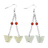 Butterfly Natural New Jade Dangle Earrings for Girl Women EJEW-S212-002-1