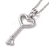 Non-Tarnish 304 Stainless Steel Heart Skeleton Key Pendant Necklace for Women STAS-E154-17P-1